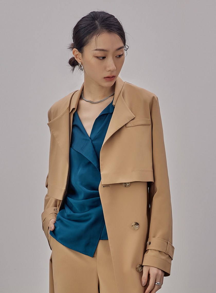 率性短版風衣外套